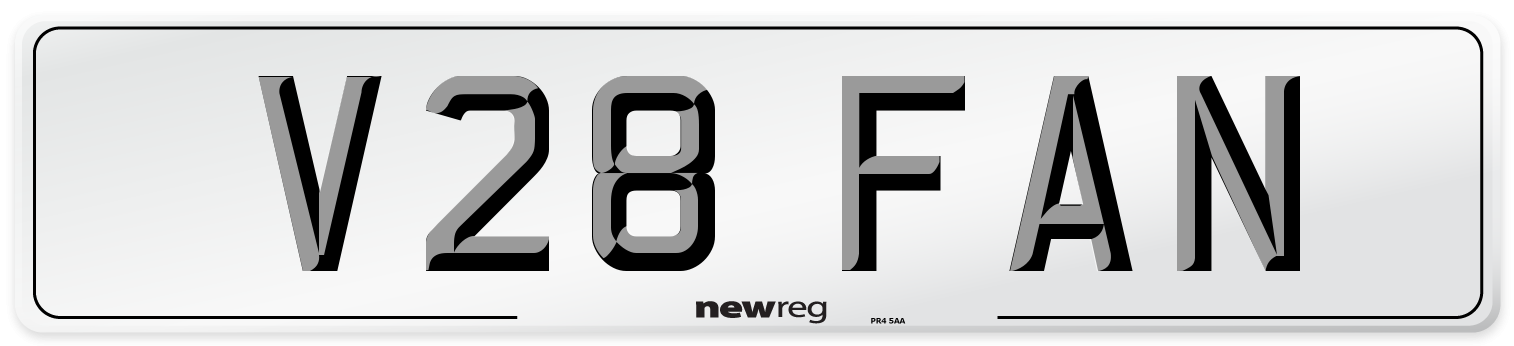 V28 FAN Number Plate from New Reg